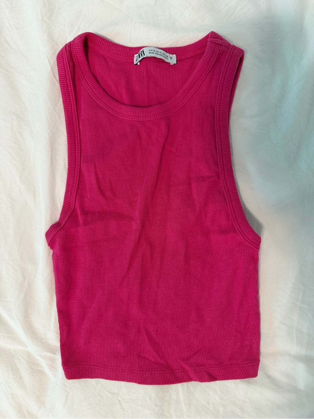 Zara Hot Pink Ribbed Tank Top